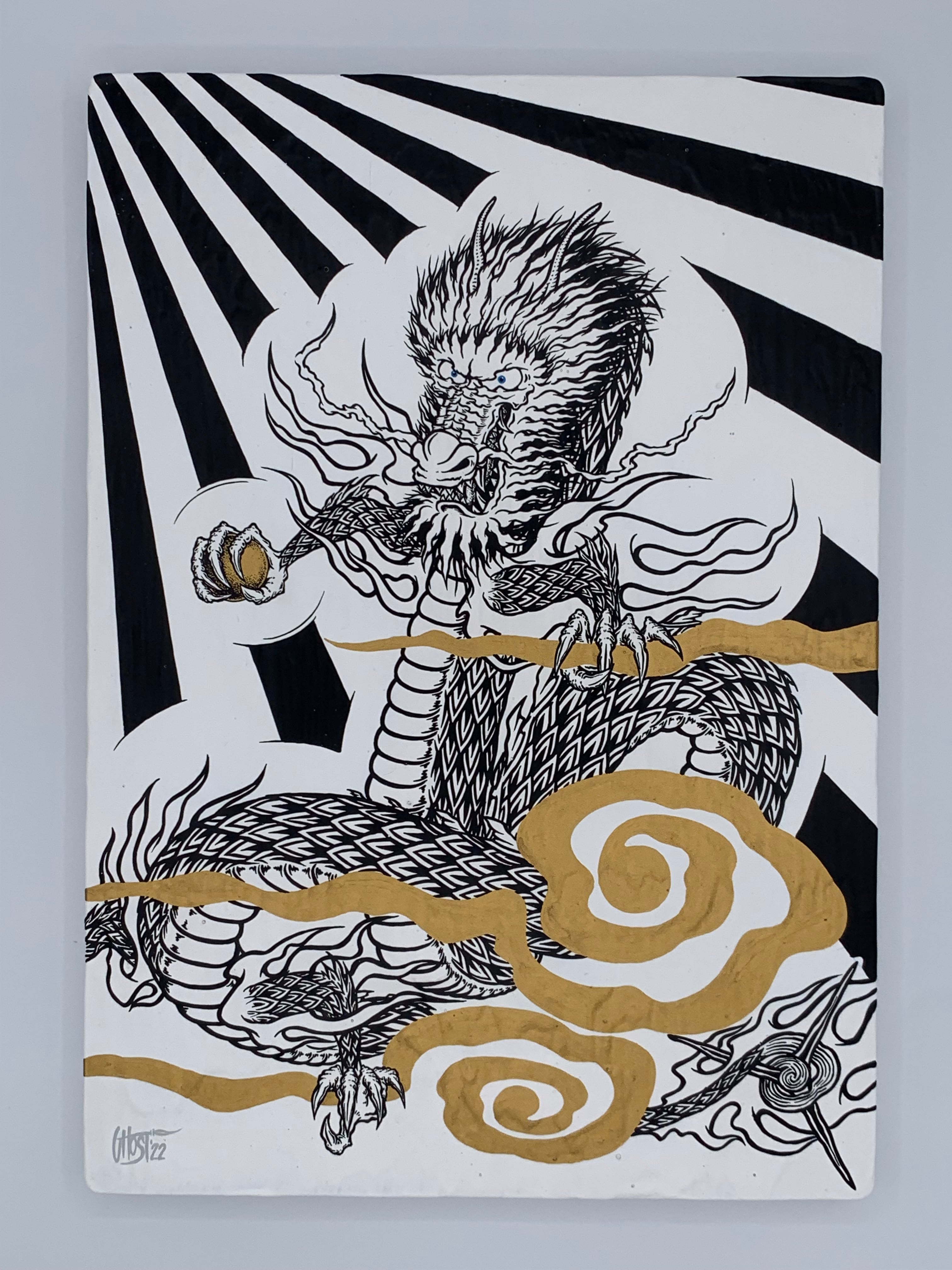 龍神絵画『真言密教の護り龍』★ 守護龍神画 護龍「建御雷神」 | GHOST ART COLLECTION