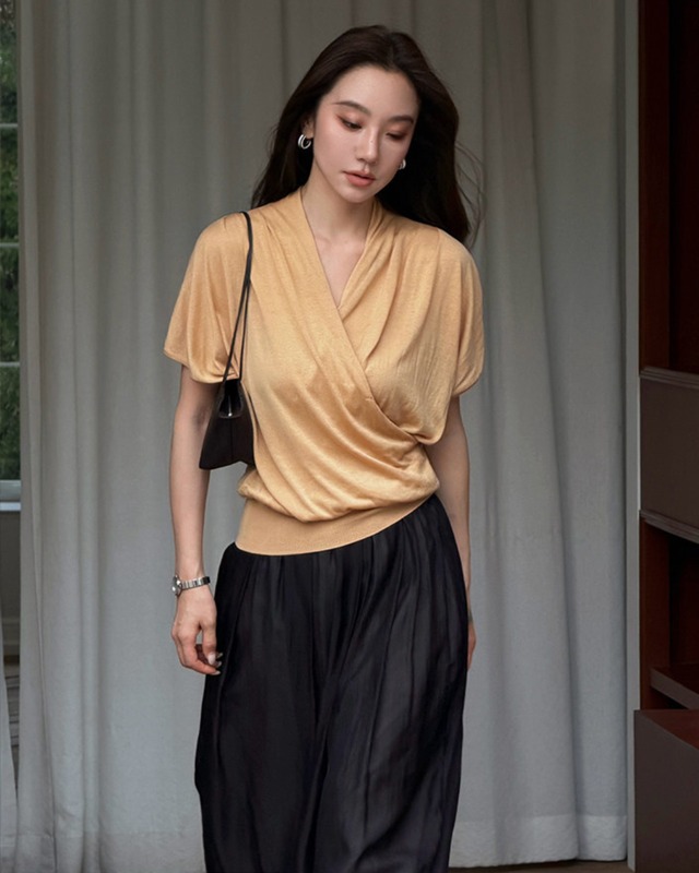 ドレープカシュクールニットトップス　S26395