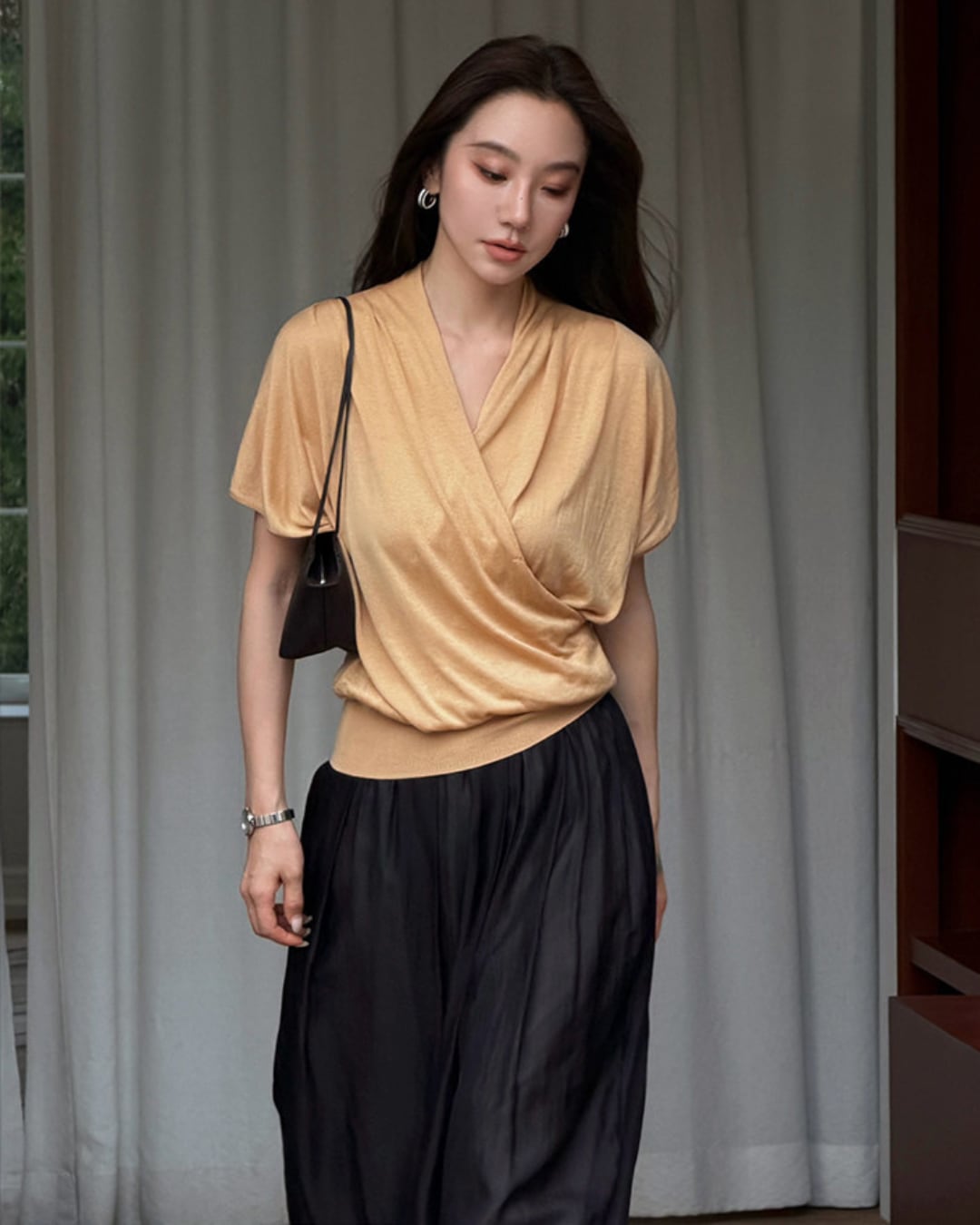 ドレープカシュクールニットトップス S26395