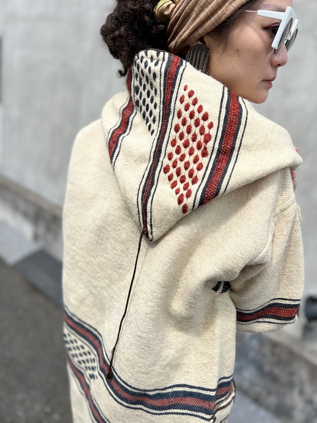 Vintage moroccan wool foodie jacket ( ヴィンテージ モロッコ ウール フード ジャケット )
