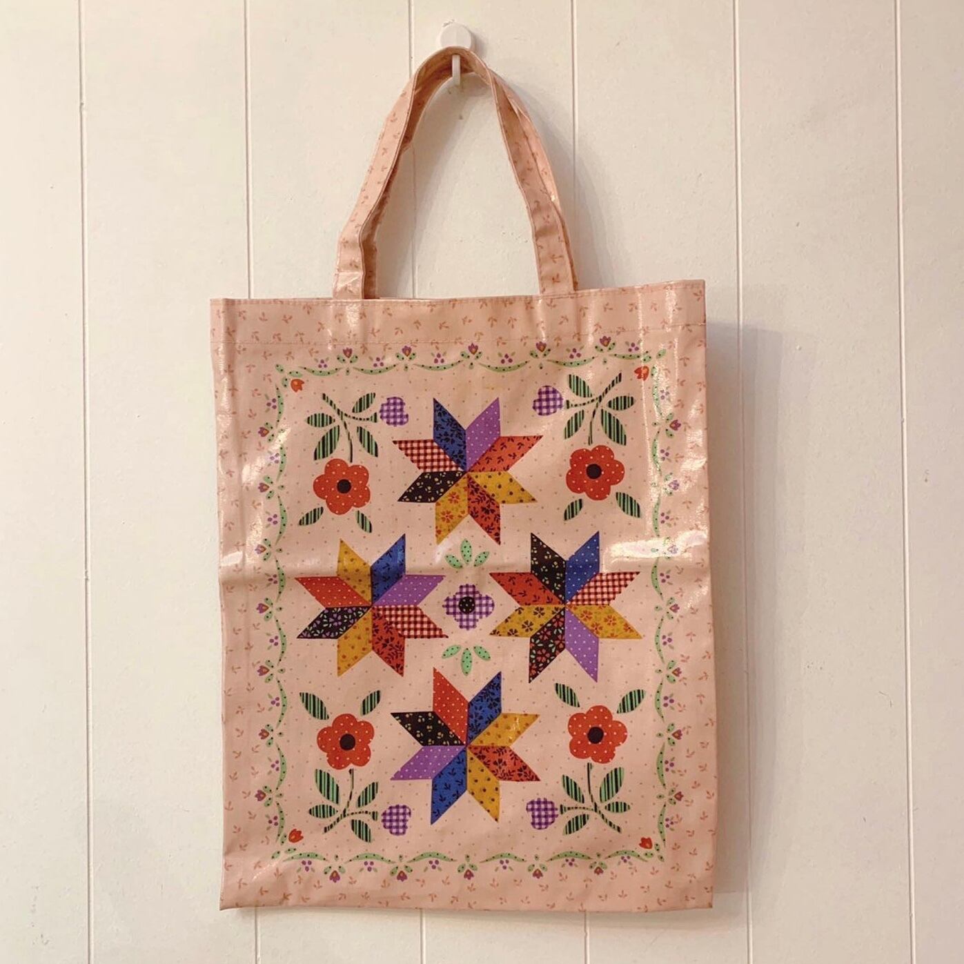 patchwork print tote bag