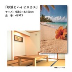 【受注生産】のれん 砂浜とハイビスカス 85×150cm 46973