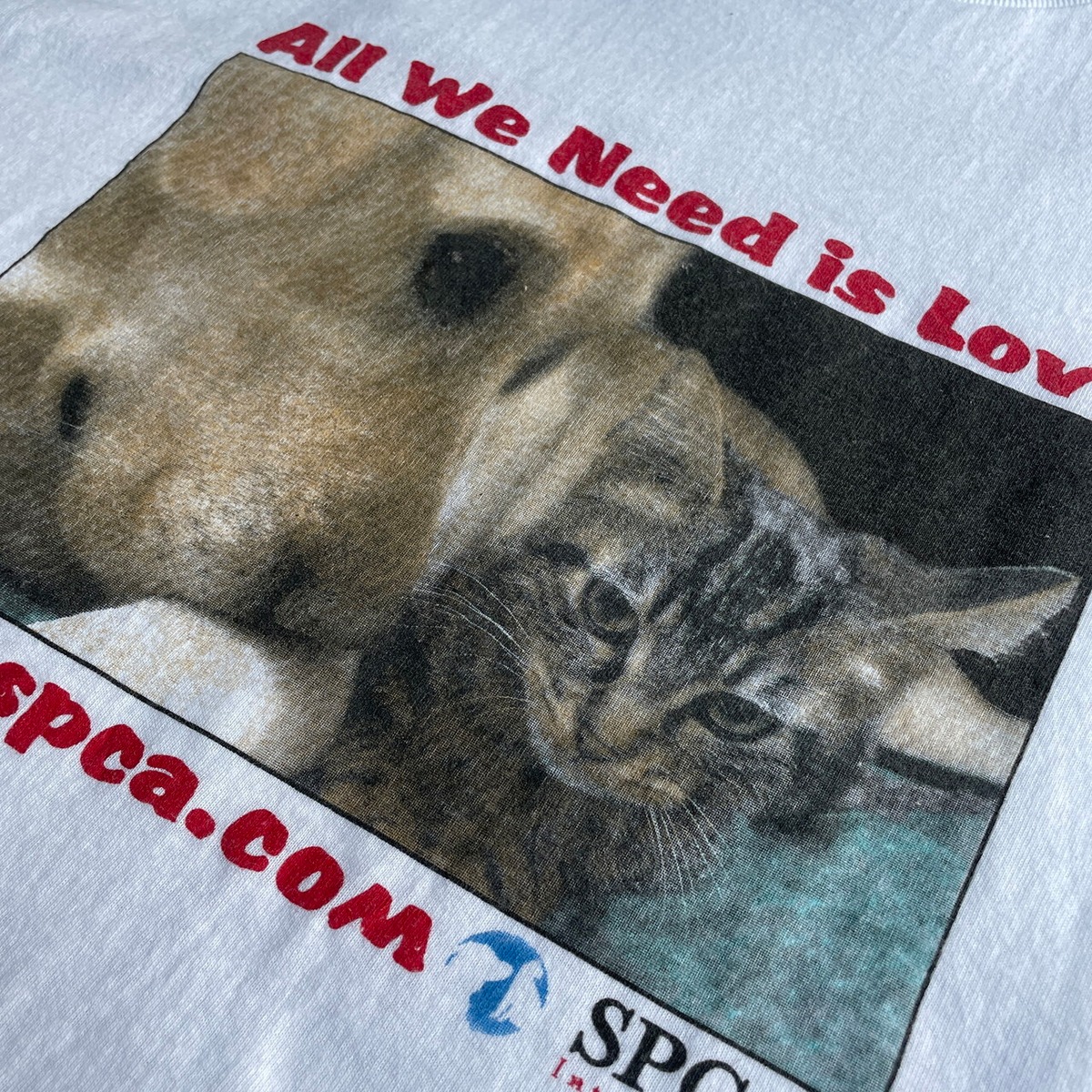 00年代 SPCA アニマル イヌ ネコ フォト プリントTシャツ メンズL 古着 