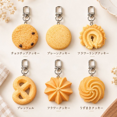 選べる2点セット クッキー キーホルダー 食品サンプル風 焼き菓子 モチーフ バッグチャーム キーチャーム かわいい おしゃれ ミニチュア プレゼント 商品画像4