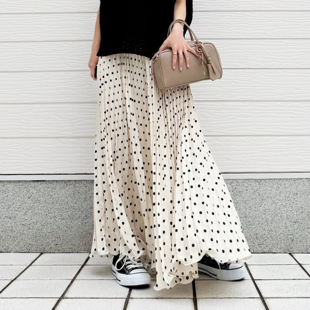 ドットプリーツスカート