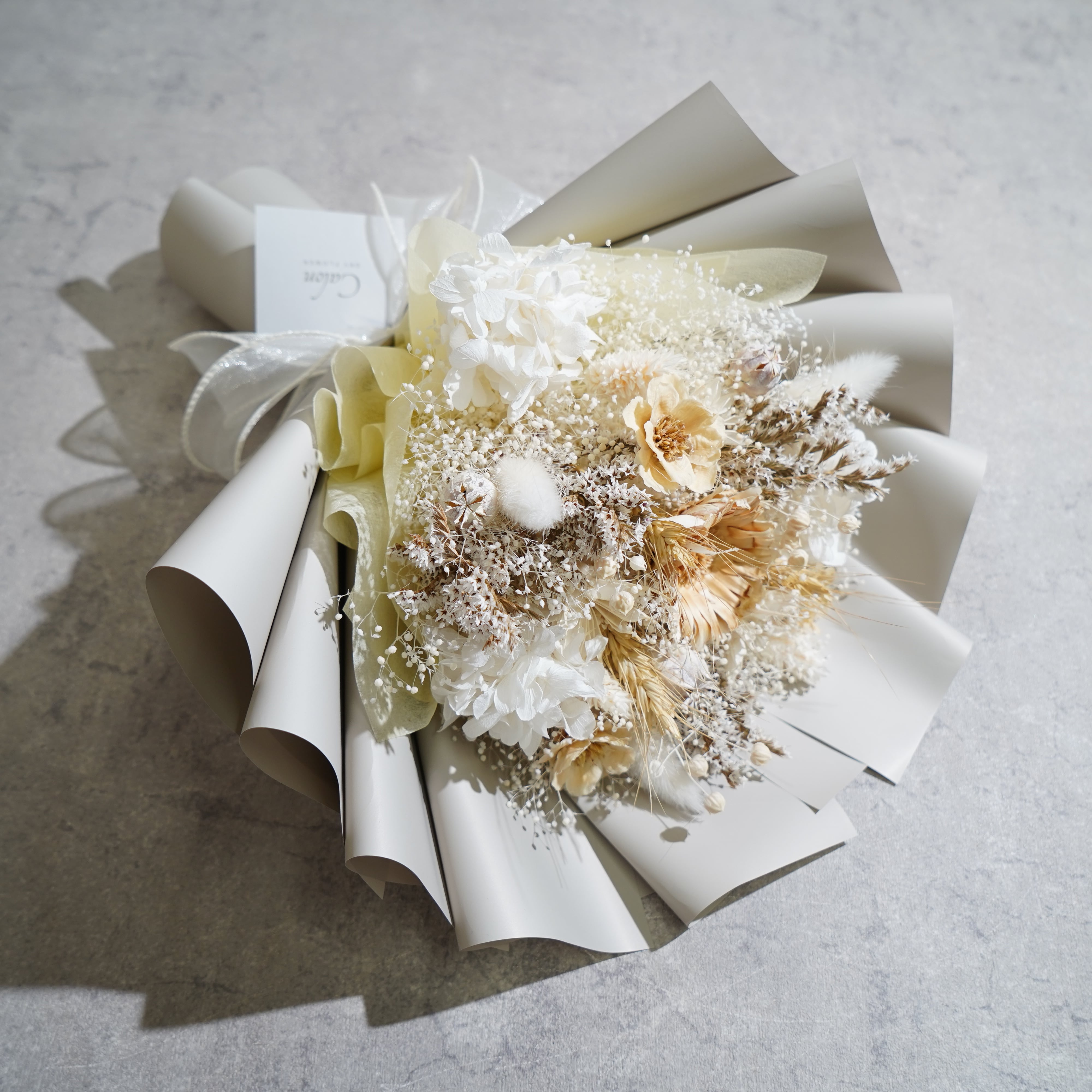 ドライフラワーの花束 Mサイズ ホワイト M-382≪限定1点≫