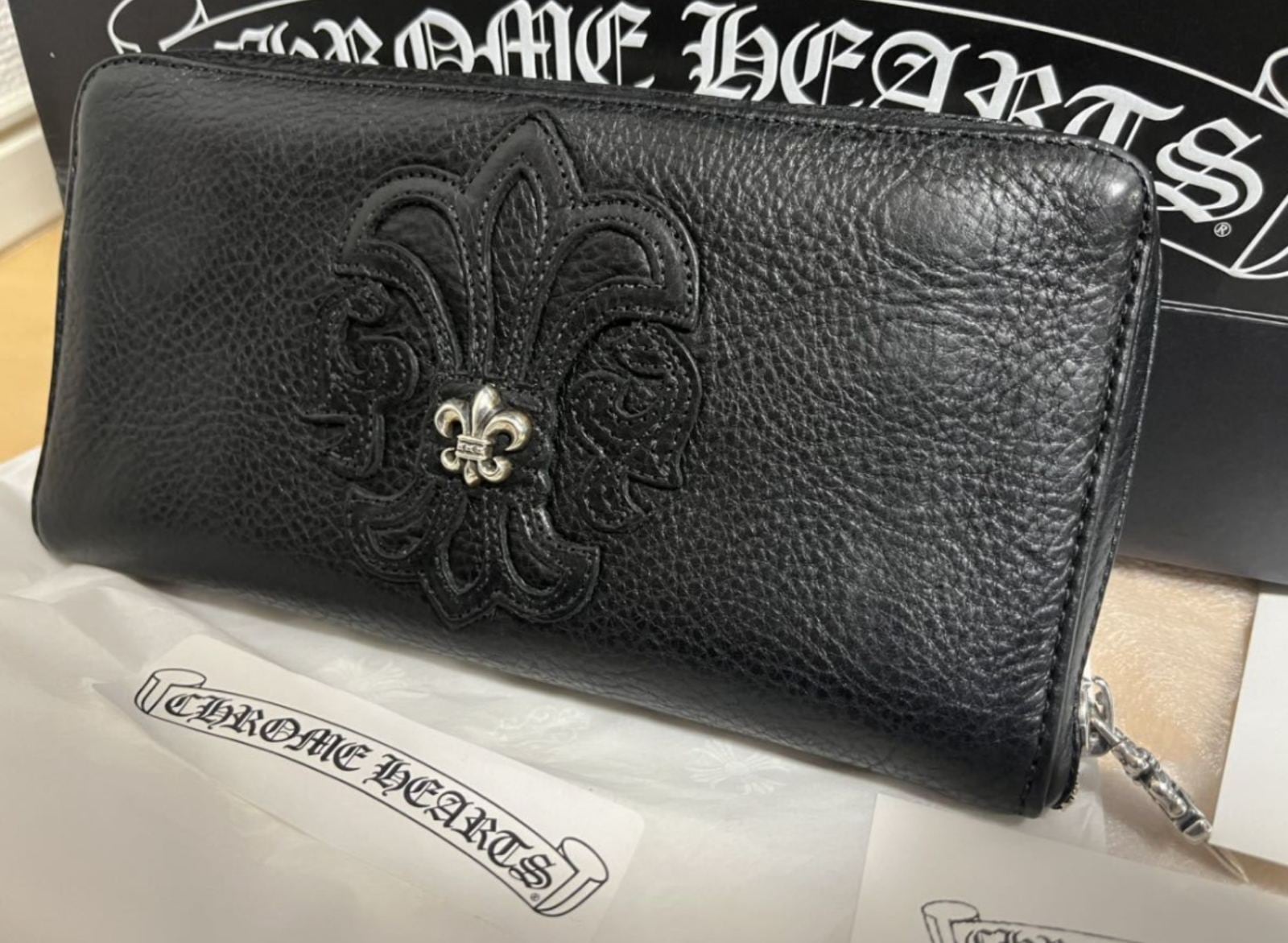 色ブラック系CHROME HEARTS クロムハーツ　長財布　silver