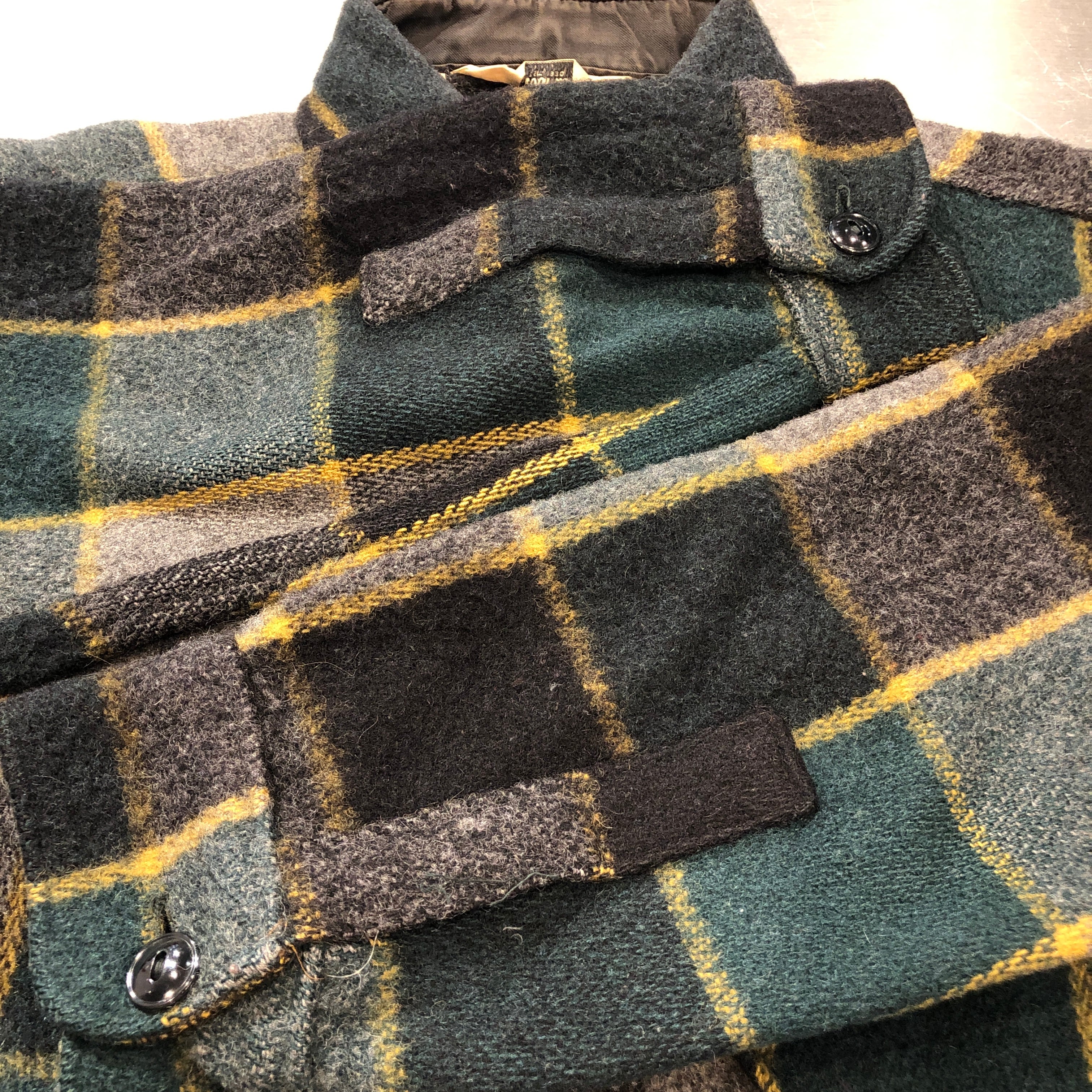 1970s WOOLRICH WOOL CHECK JACKET GREEN | safarionline