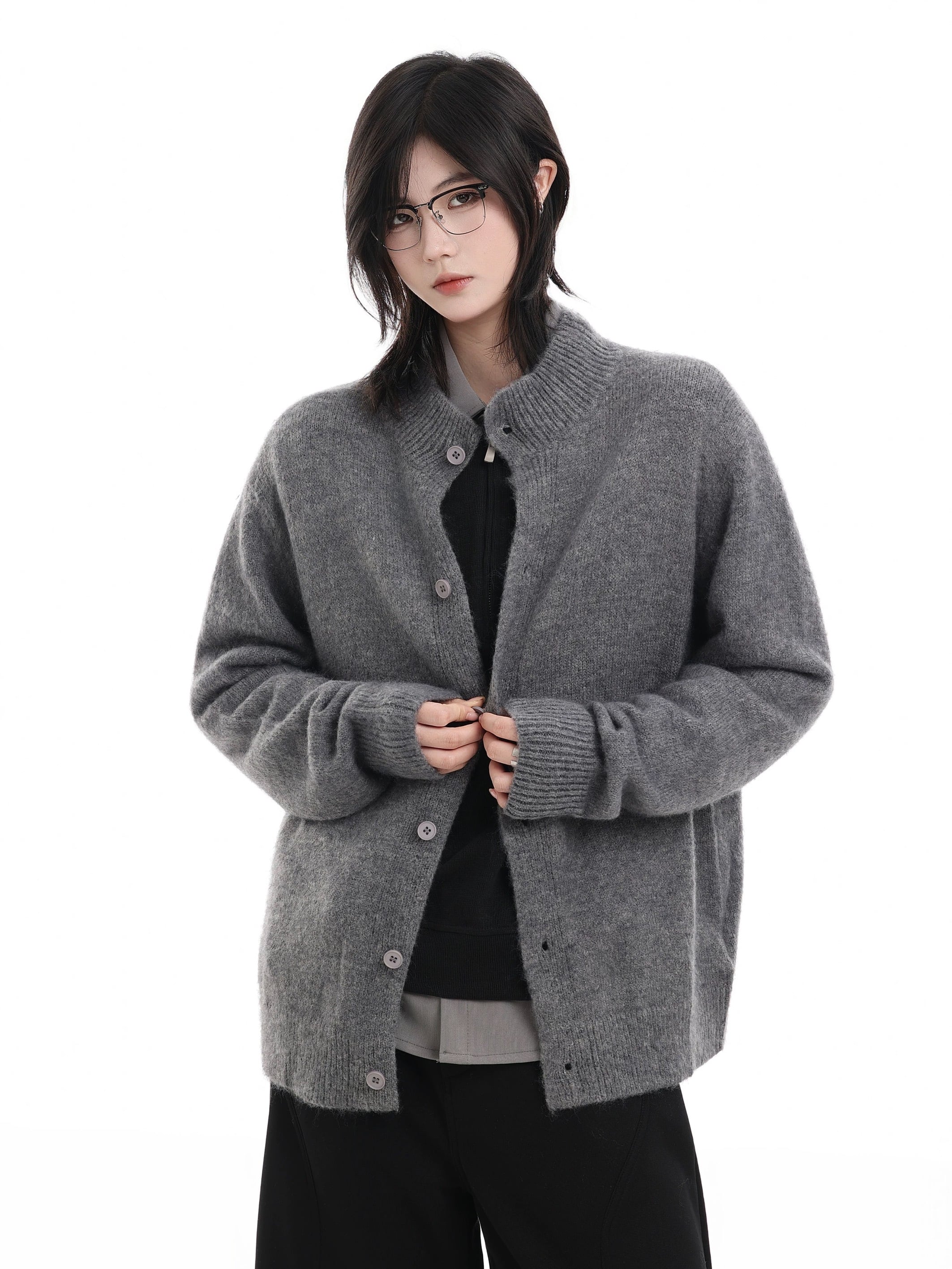 モックネックボタンカーディガン / MOCK NECK BUTTON CARDIGAN