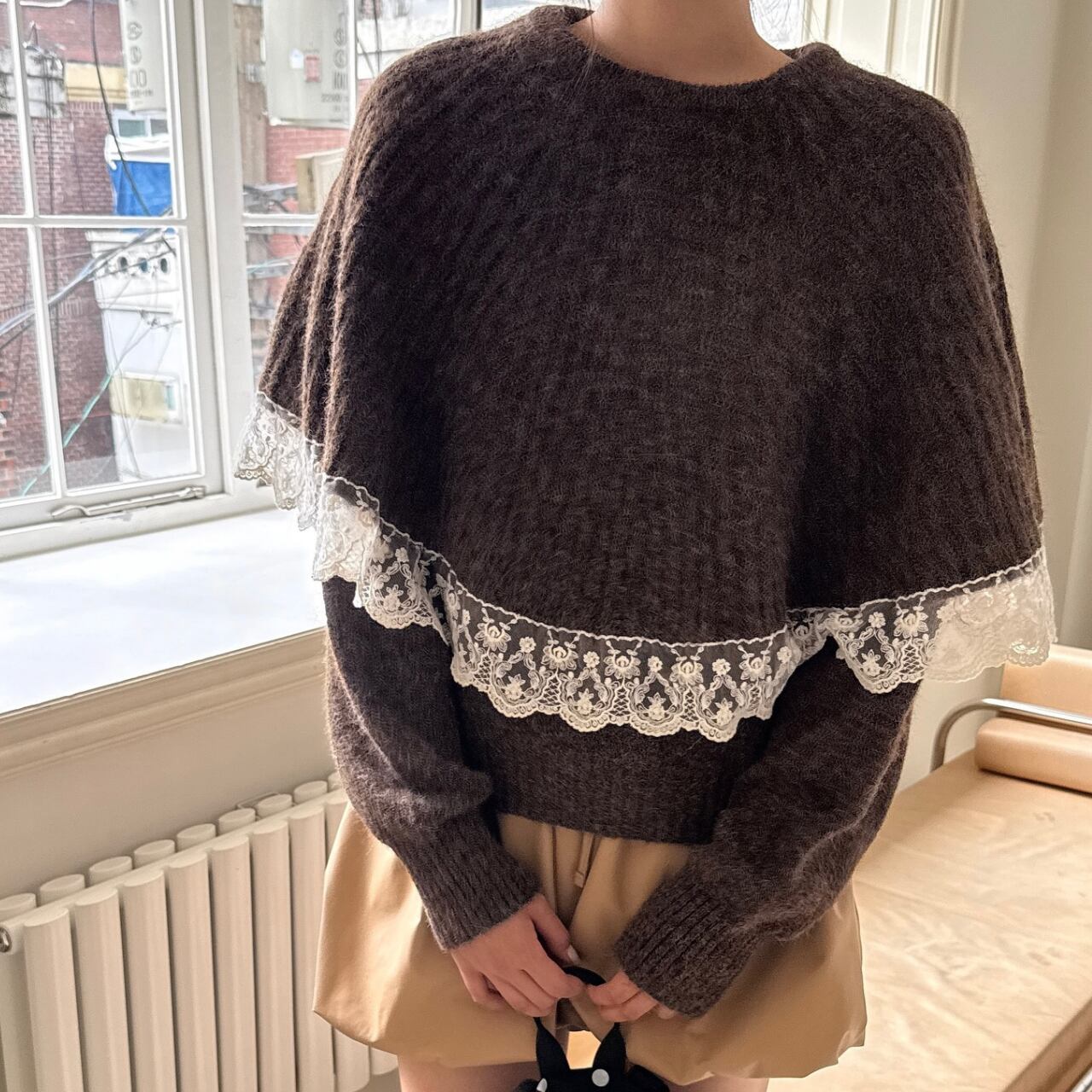 2way レースニットケープセーター A4389