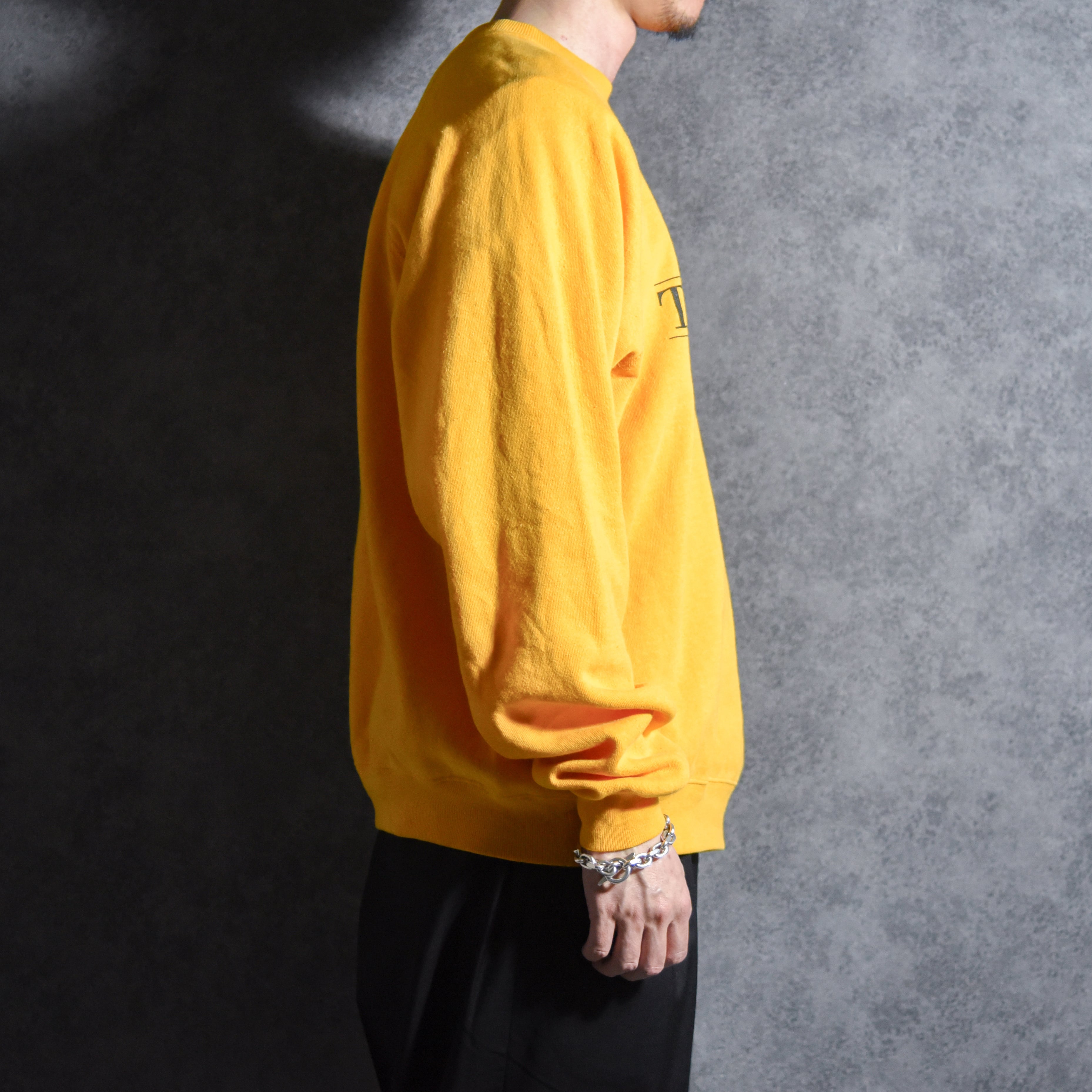 80s HANES THE FED Crew Neck Sweat Made in USA Yellow ヘインズ 企業