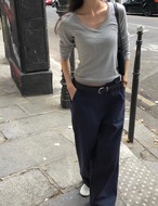 【新作5％OFF・3日間】Belt-Button Cotton Pants_2colors