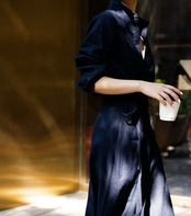 リネンシャツ・リボン付きスカートセットアップ