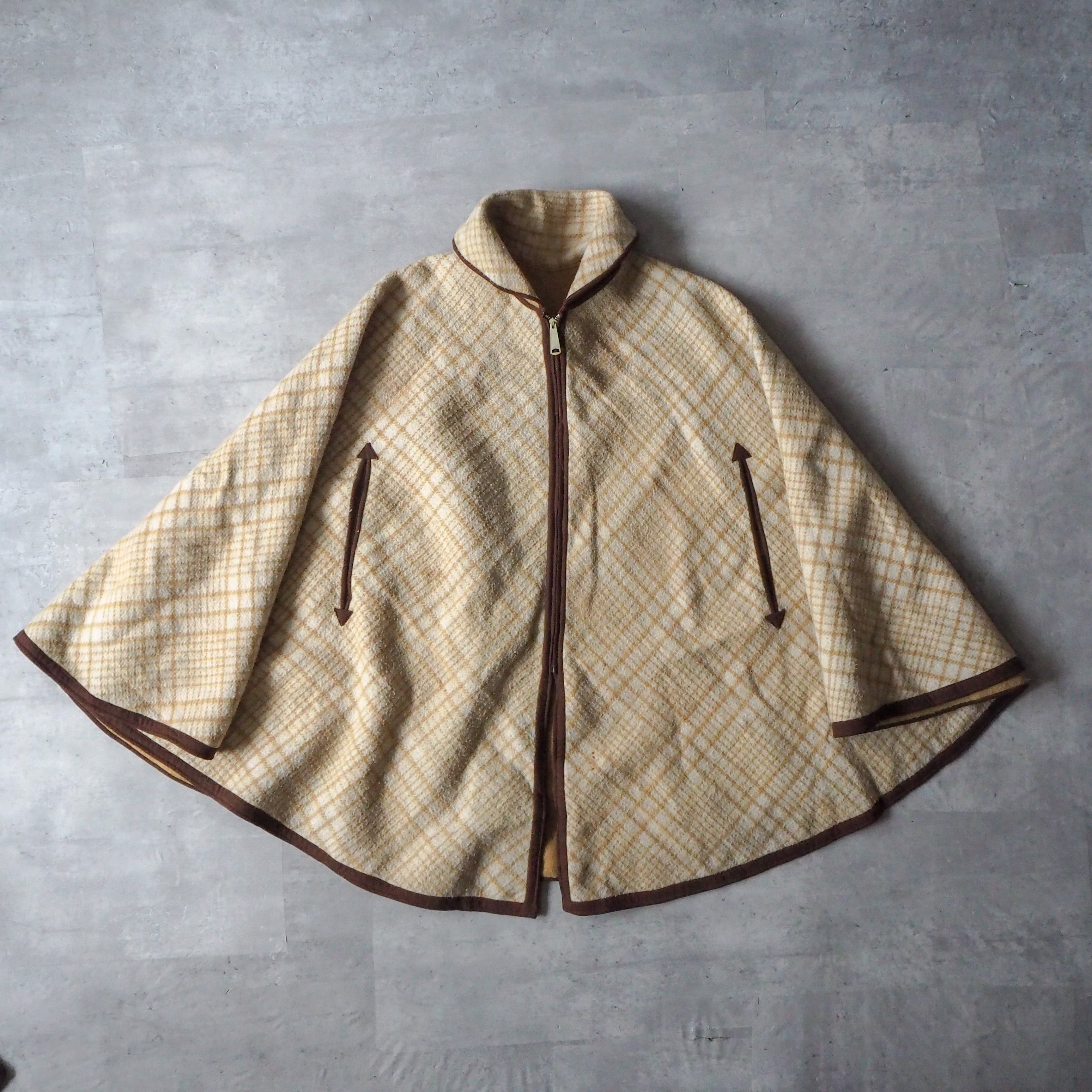 60s〜 reversible wool poncho coat 60年代 70年代 リバーシブルウールポンチョコート