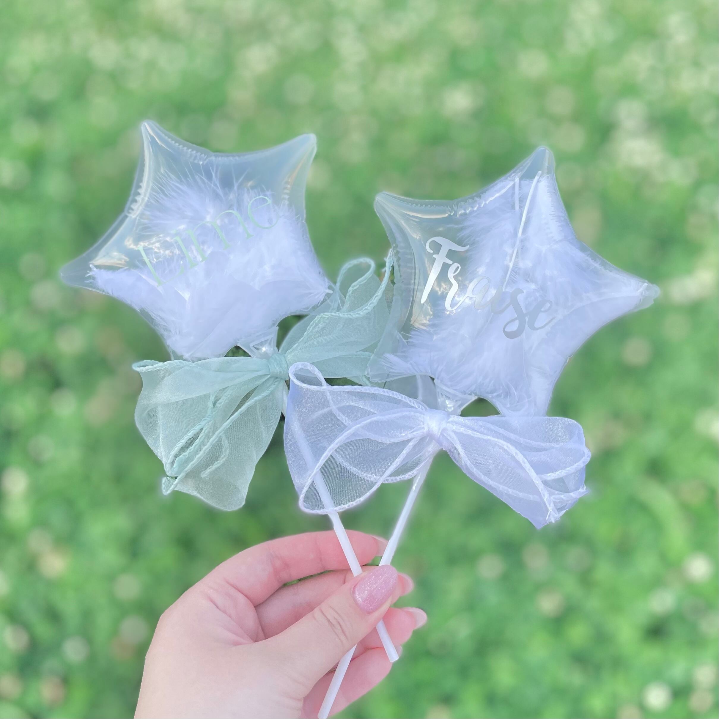 Clear props balloon star -feather-