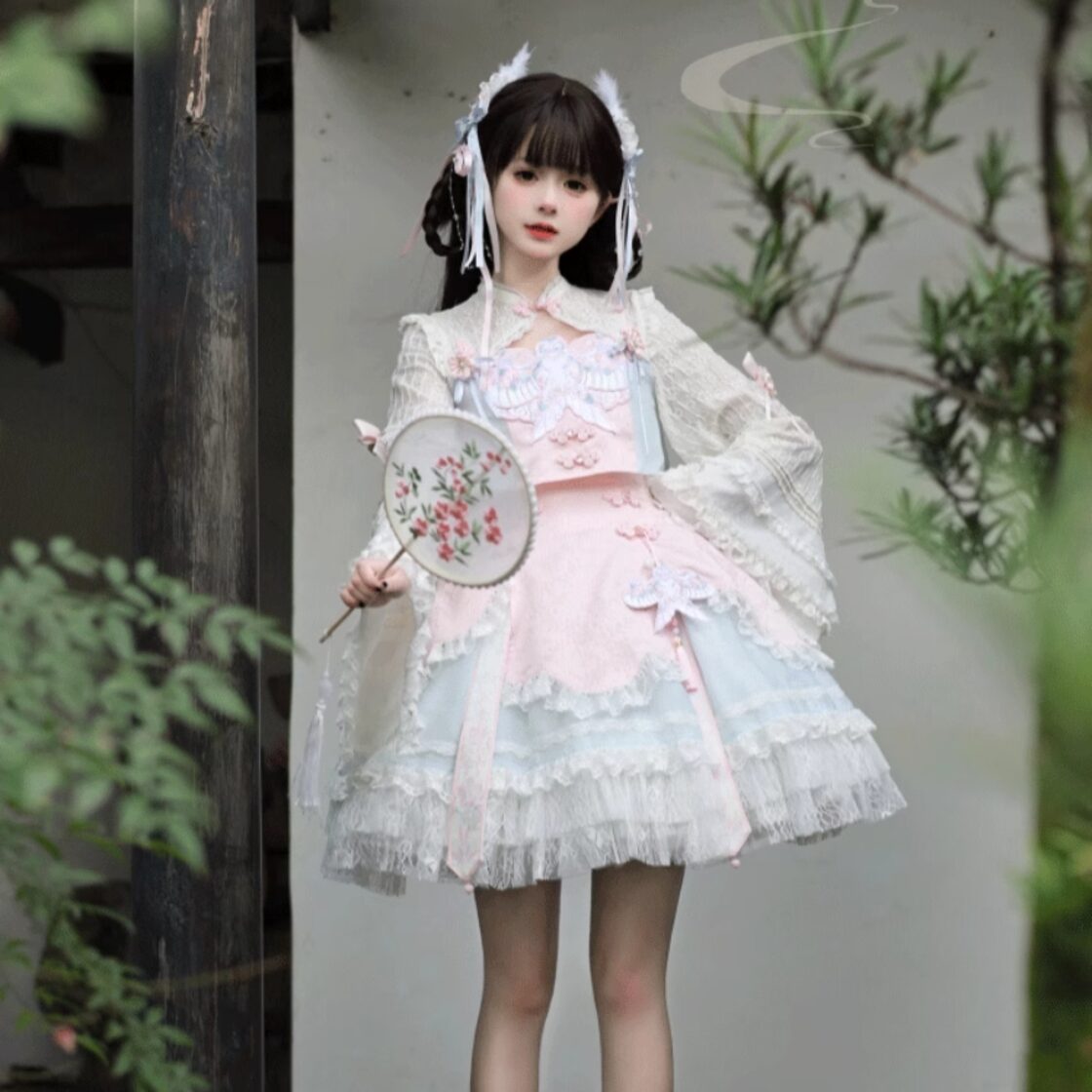 水色ロリータ　レース ガーリー 甘め ロマンティック ゆめかわ　セット売り SEASONZ クラロリ コート ガーリー 甘め ゆめかわ | ロリータ