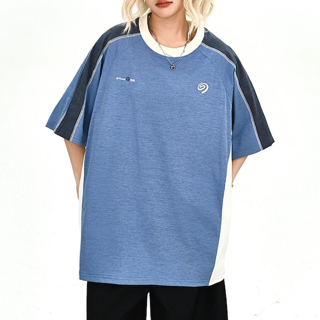 パネルデザインラグランルーズラインTシャツ 2col R02034