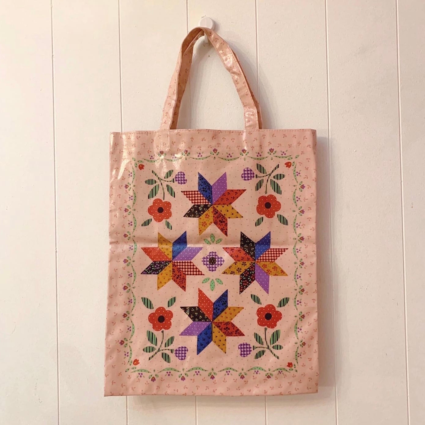 patchwork print tote bag
