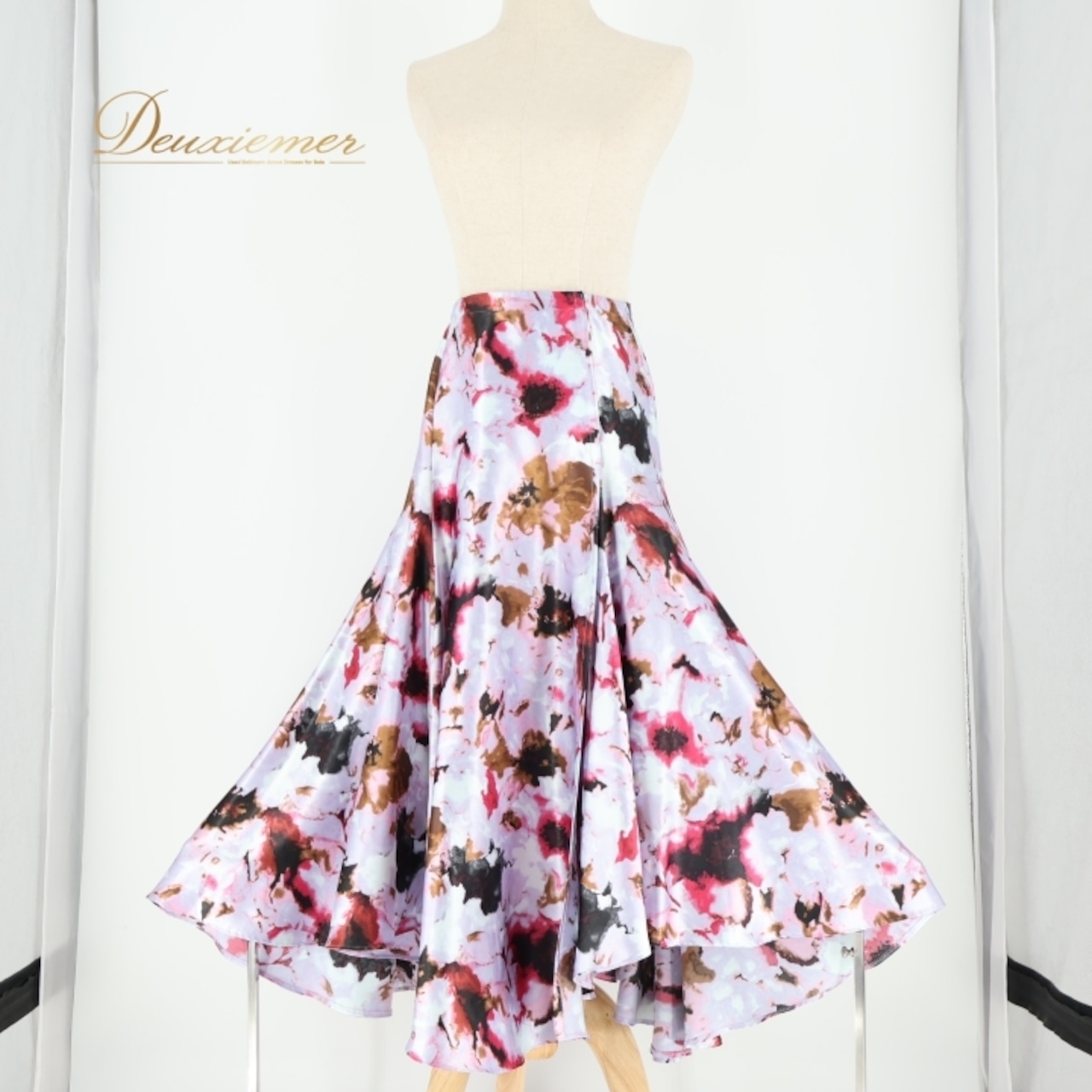 社交ダンス 衣装 スカート パープル系 チャコットロイヤルダンス Chacott ROYAL DANCE 巻きスカート 光沢 高級感 練習 レッスン パーティー 上品 かわいい 華やか 日本製 ピンク系 ブラック系