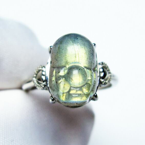 ムーンストーン 指輪 リング 貔貅（ひきゅう） 17号 一点物 メール便送料無料 [M便 1/20] 115-4370