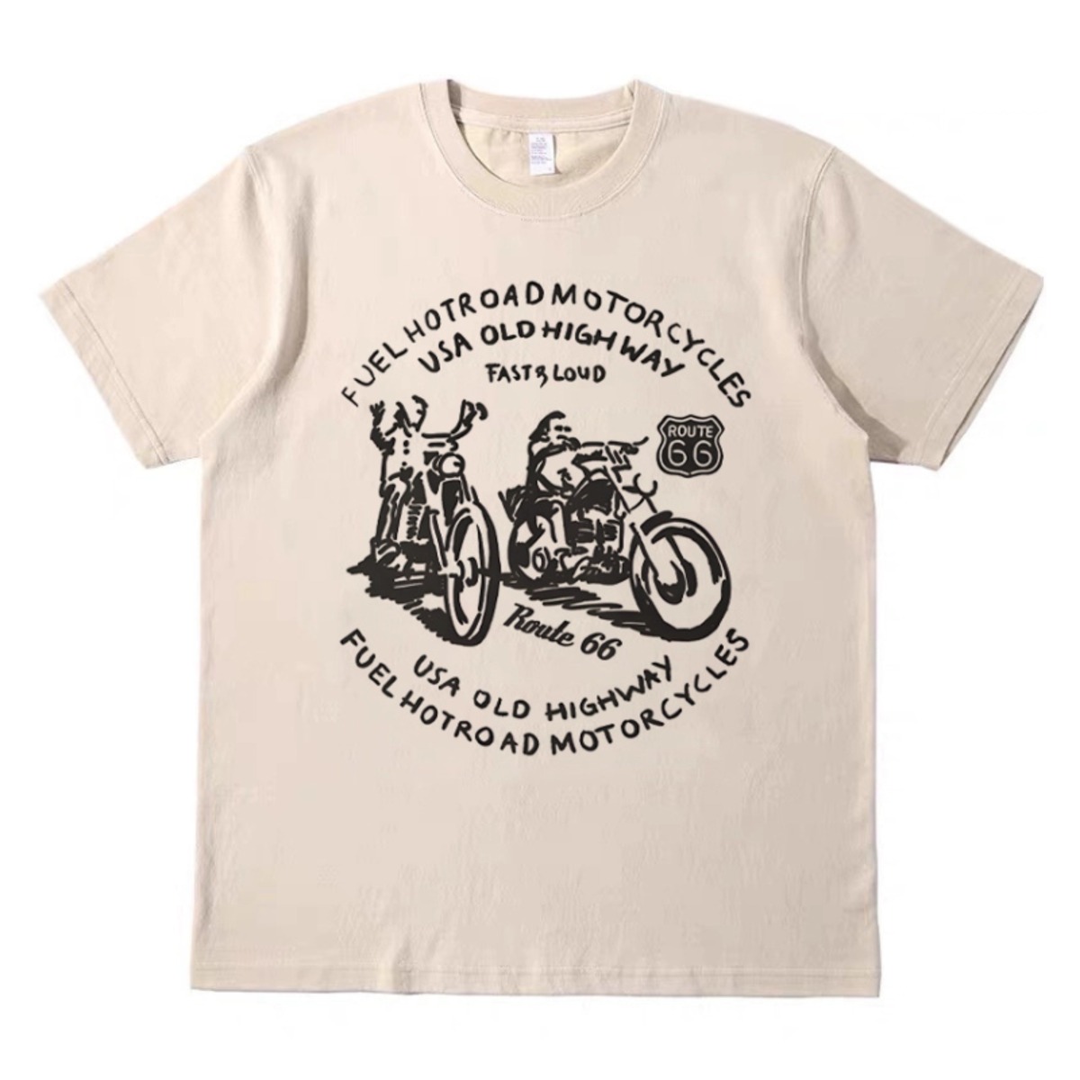 ルート66 ハイウェイライダー イラストTシャツ ユニセックスサイズ 2色 