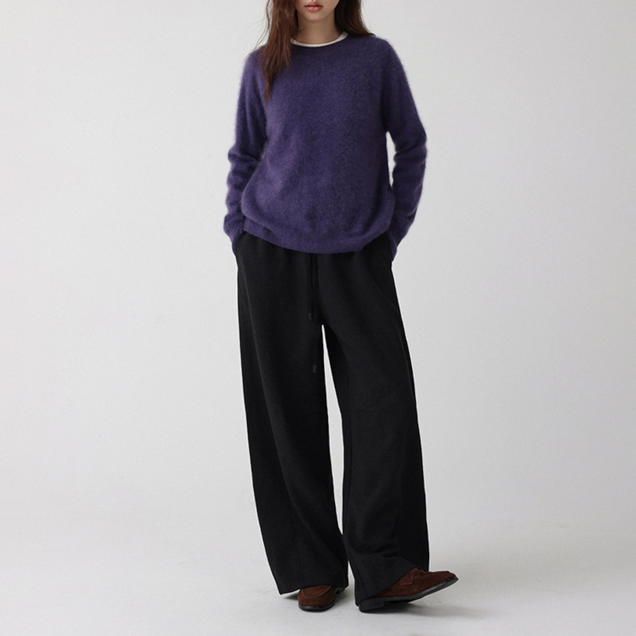 ベーシック クルーネックニット H0058