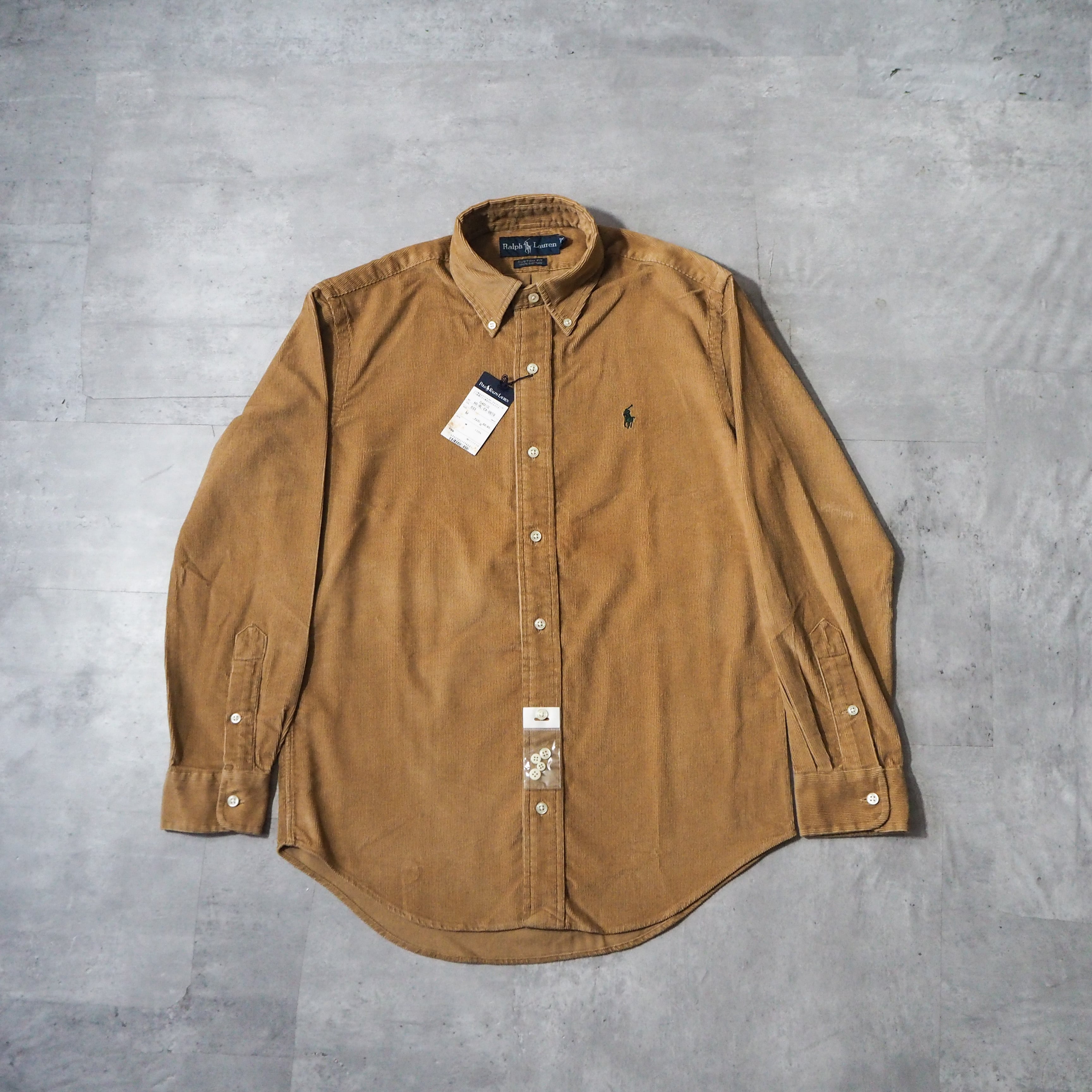 90s-00s “polo by ralph lauren” brown corduroy B.D. shirt dead