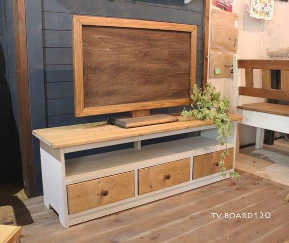 ダメージ加工 ホワイトシャビーテレビ台140 アンティークホワイト