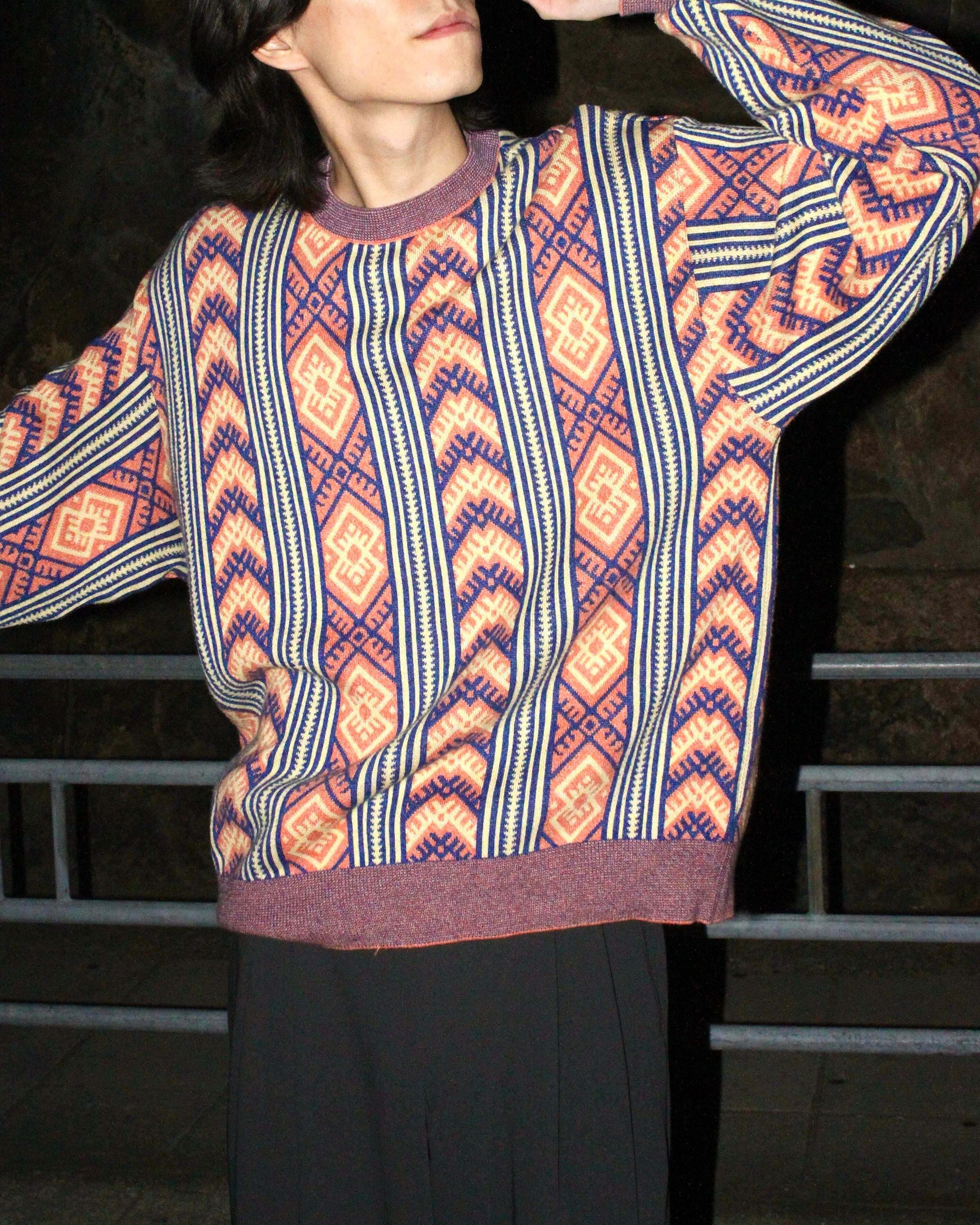 90s Christian Dior Jacquard Pattern Cotton Knit | VOLAR