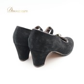 フラメンコ 衣装 シューズ 4 1/2サイズ ブラック系 ガジャルド gallardo 黒 靴 くつ ヒール レディース シンプル 無地 ストラップ スエード スウェード ダンスシューズ イベント 釘 釘有り ステージ 練習 レッスン