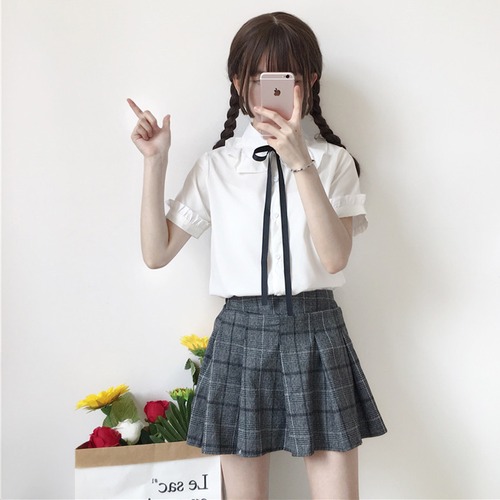 ✞ きれいめ☆リボンレース半袖スリーブシャツブラウス ショート スウィート ✞ゴスロリ SM ミリ 甘ロリ クラロリ 和ロリ エレガント 黒ロリ 姫ロリ 華ロリ BB-BB0289838