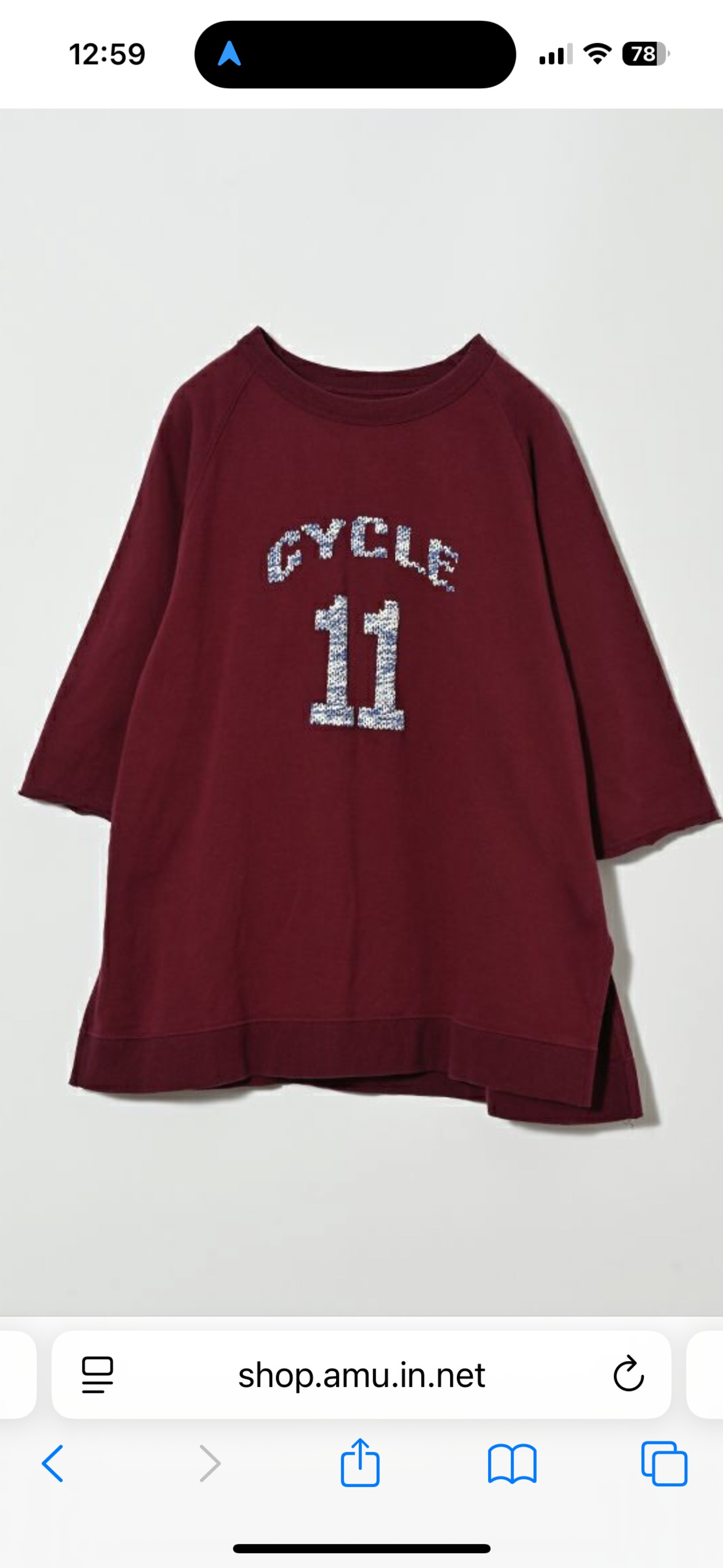 violette サイクルロゴ5部袖　ミニ裏毛　トレーナー　