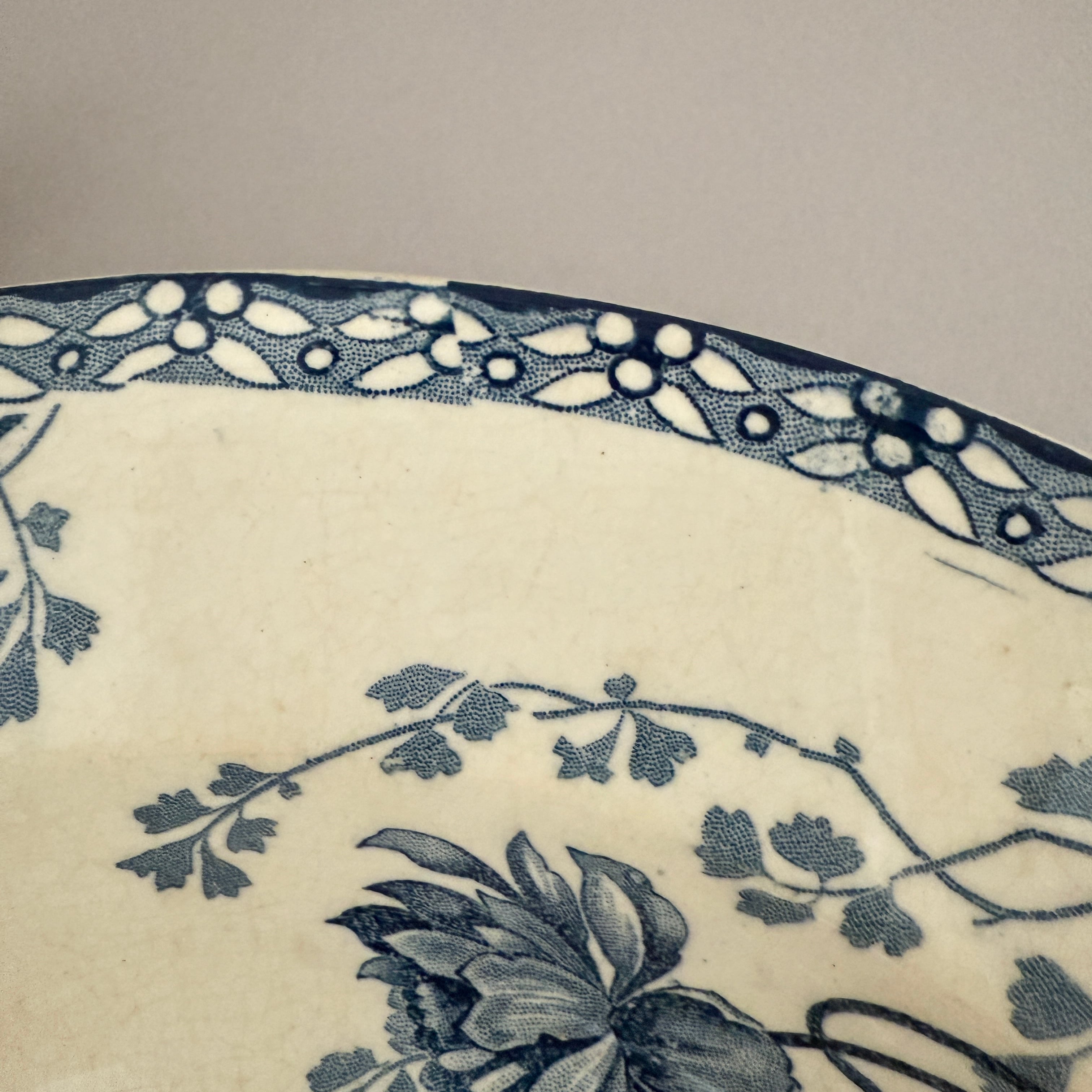 French Antique Soup Plate of Sarreguemines ROYAT Series