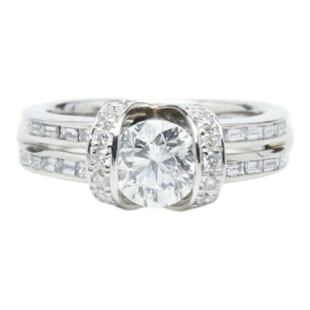 Pt900 プラチナ ダイヤ1.024ct ダイヤ0.59ct リング 指輪 レディース 10号 【中古】