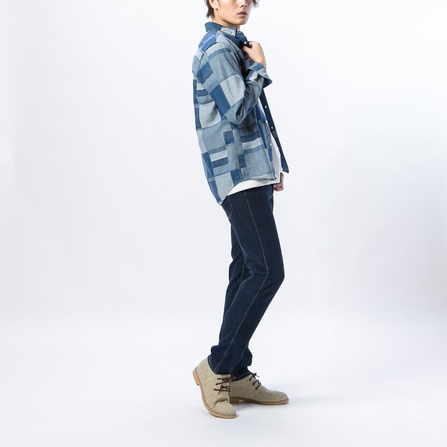 レア！アトリエgg パッチワーク風シャツ レア！アトリエgg パッチ