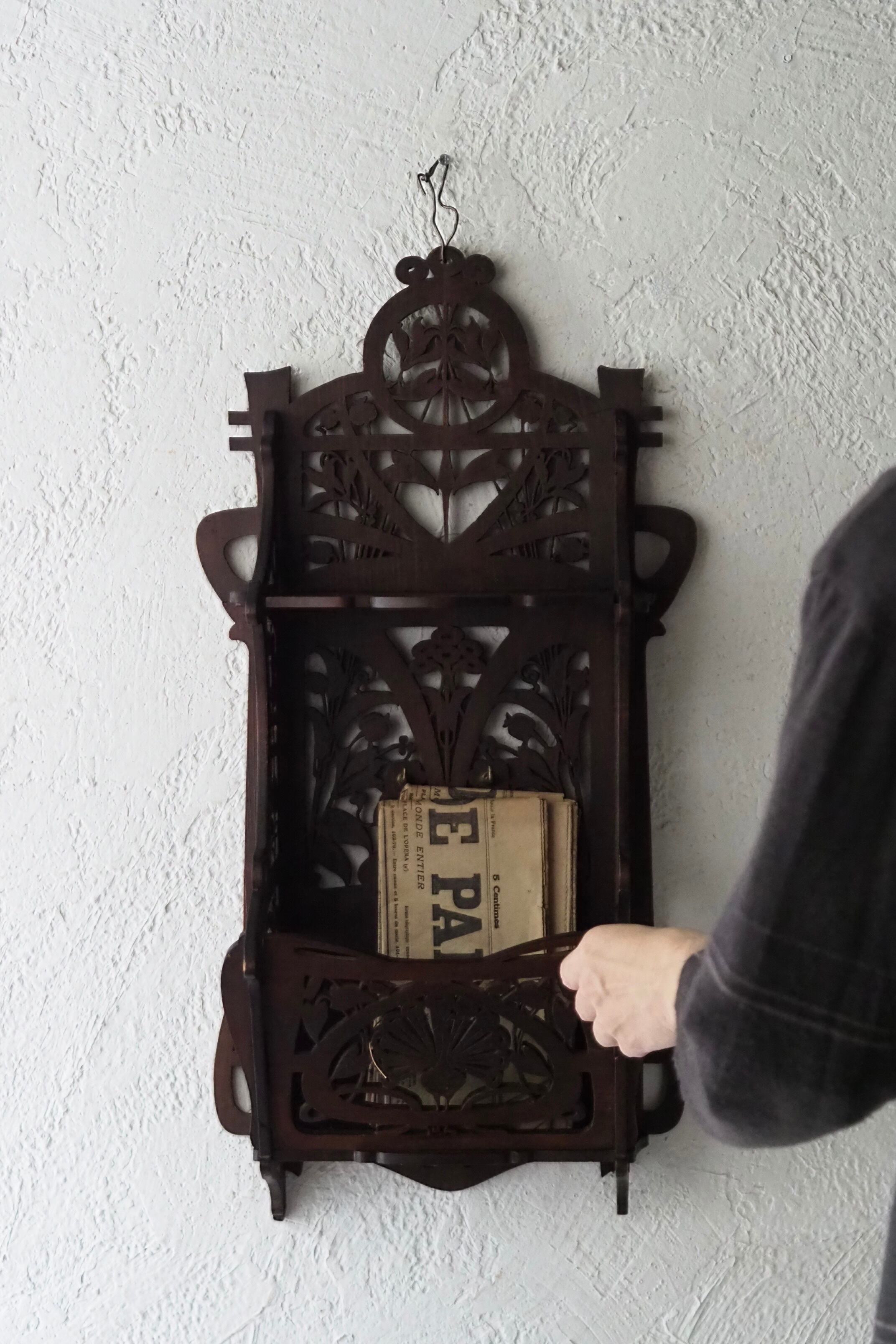 透かし彫りのレターラック-wood letter rack | アンティーク