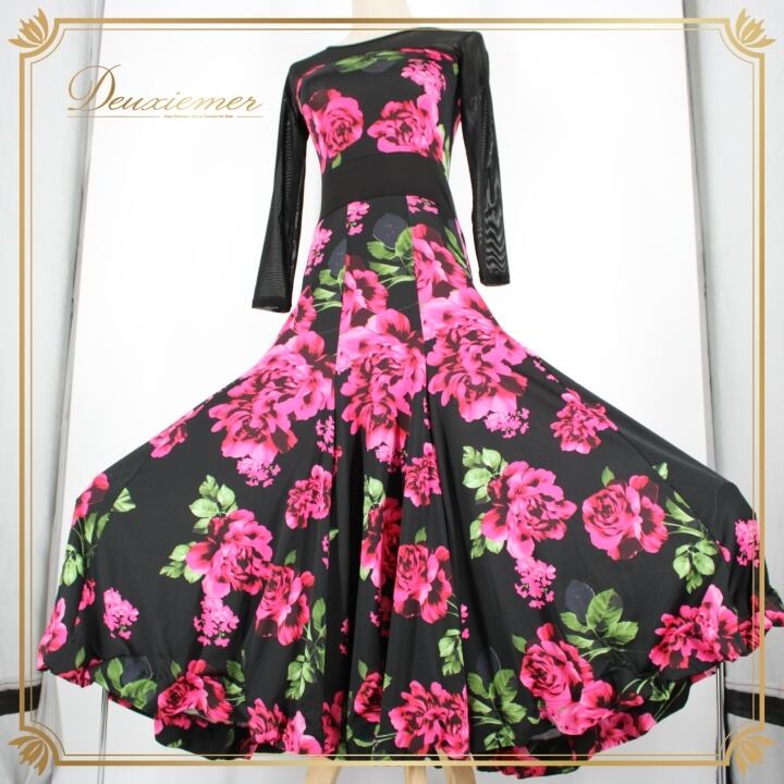 美品 社交ダンス衣装】ブラック ICHIOKU イチオク ワンピース ドレス