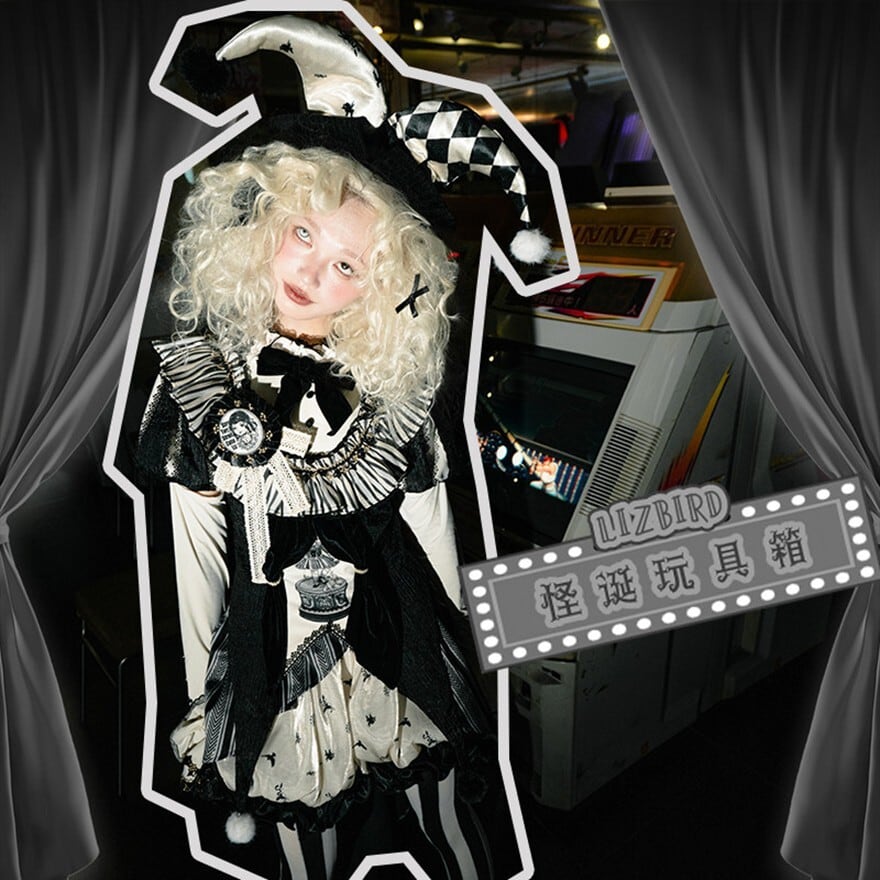 ロリータファッション 星柄かぼちゃパンツ アイボリー ブラック