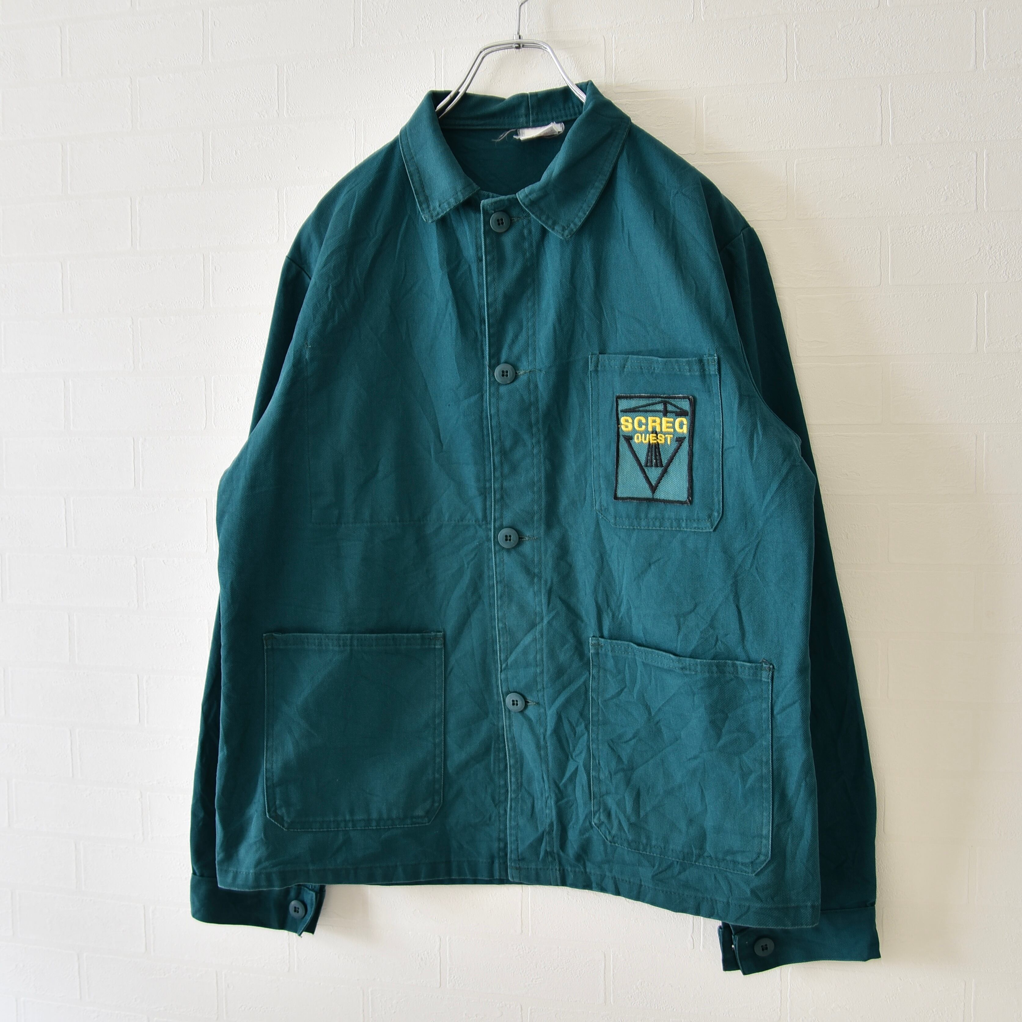 90s Vintage Euro French Work Green Twill Jacket / ユーロワーク