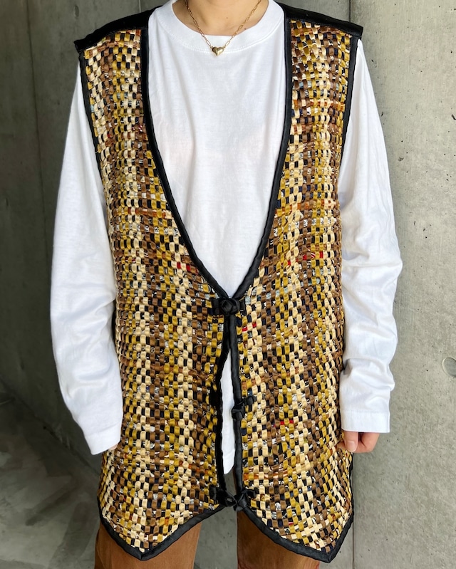90s woven design big vest