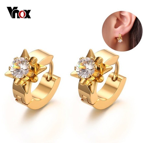 【送料無料】 レディース ピアス キュービックジルコニア スタッド ゴールド カラー ステンレス 40000546