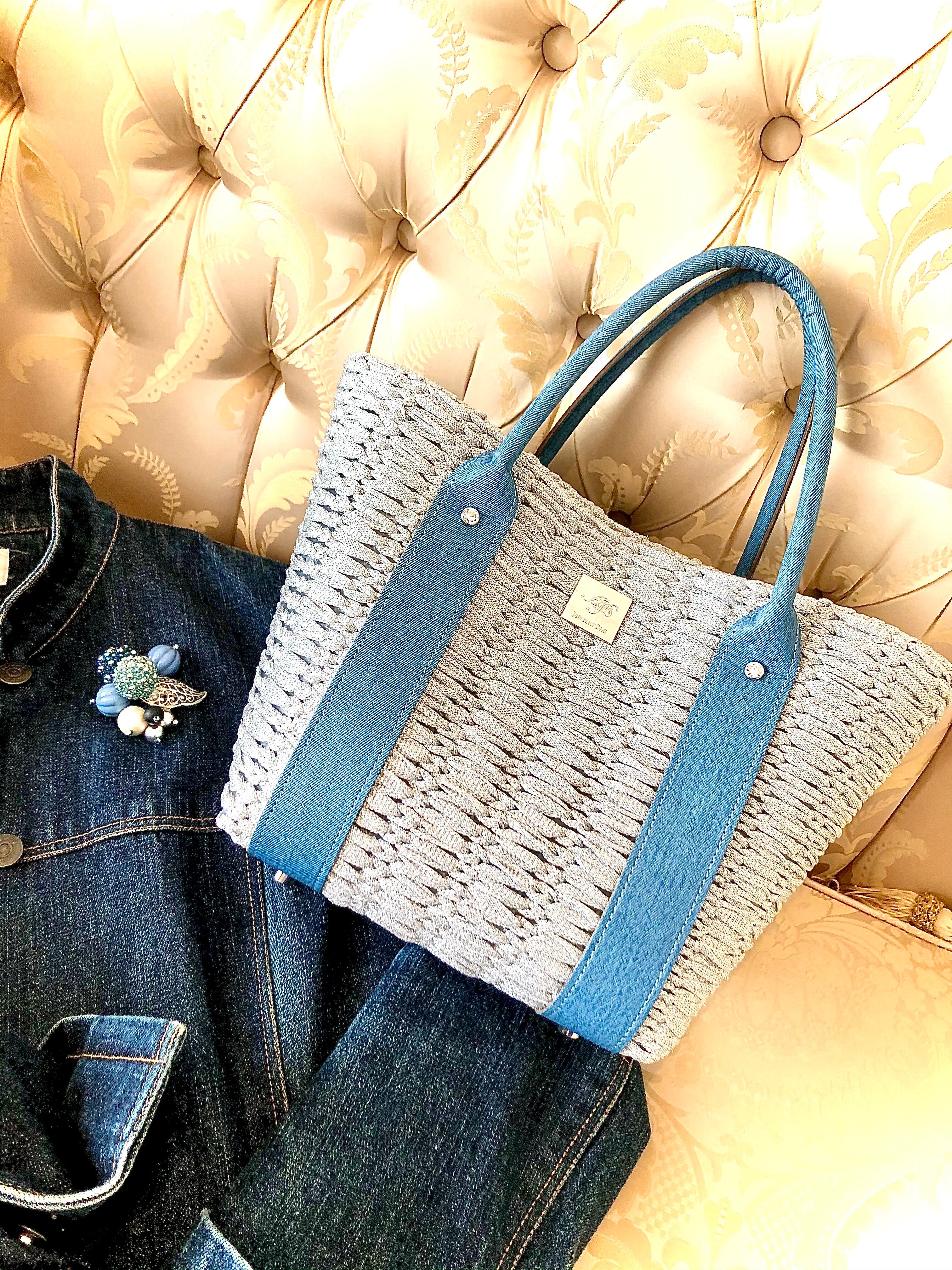 デニムリメイクバックM フワモコクマさん デニムリメイクバックM