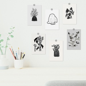 ミニマイニモ　ポストカード6枚セット　ストーリーグレー｜花　動物　家