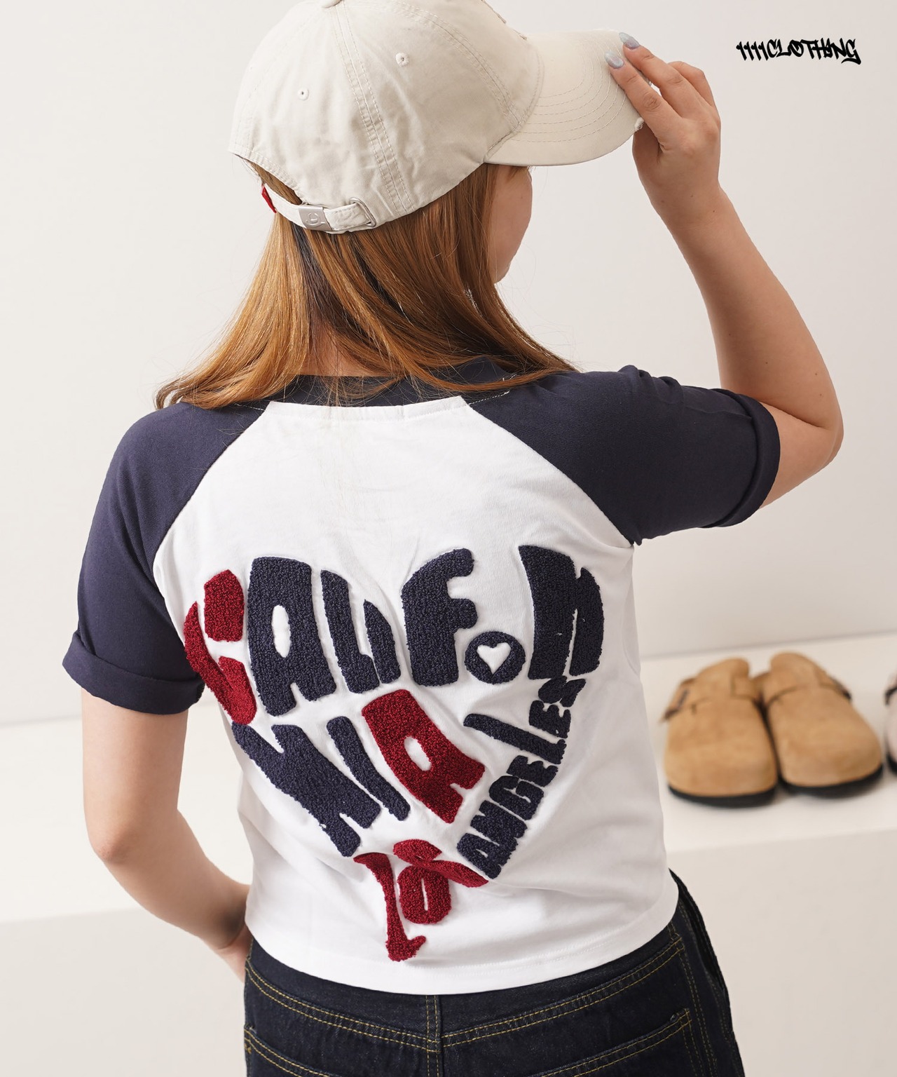 ◆ハート サガラ刺繍 ラグランTシャツ◆ng-45215