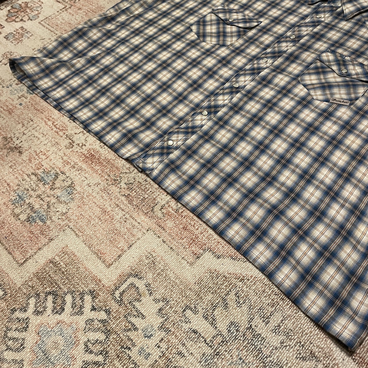 Wrangler / western shirts / check pattern / S/S shirts / Square cut shirts