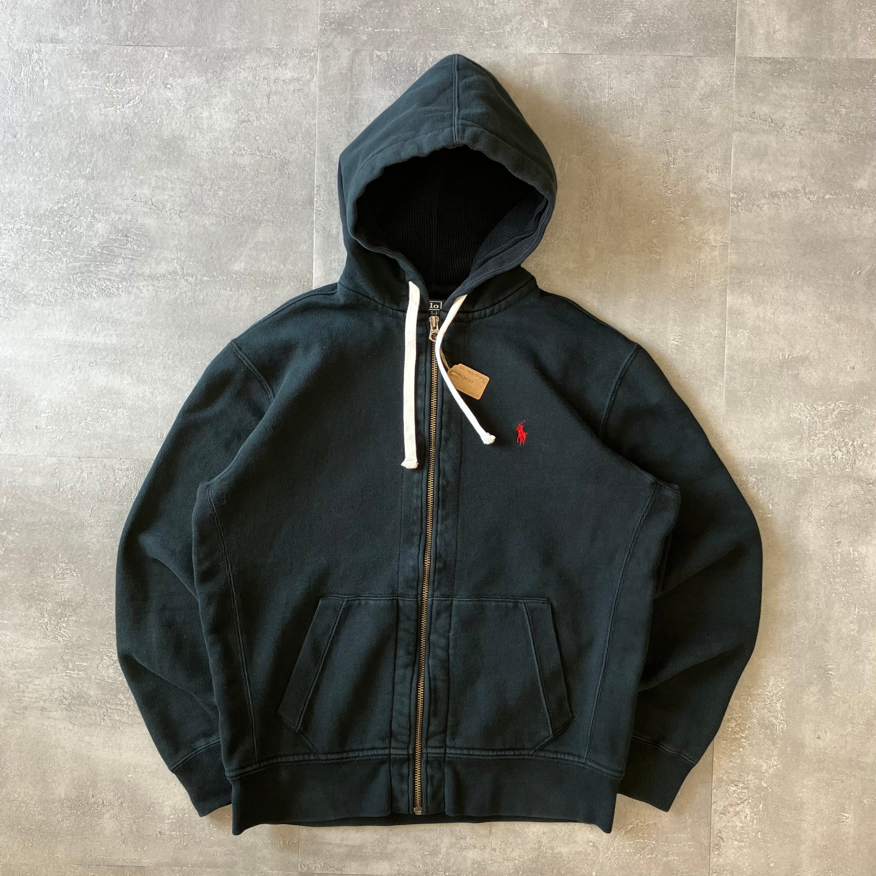 ポロラルフローレン ジップパーカー ブラック フードサーマル L No.1823