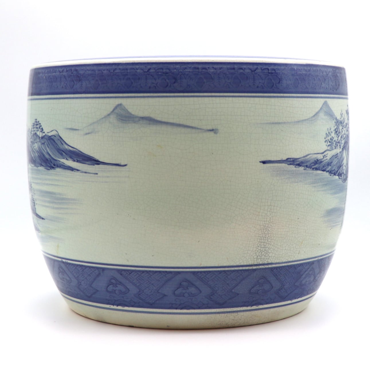 染付火鉢・睡蓮鉢・アンティーク・No.200926-012・梱包サイズ100