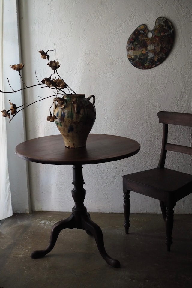 猫脚の丸テーブル-antique mahogany round table