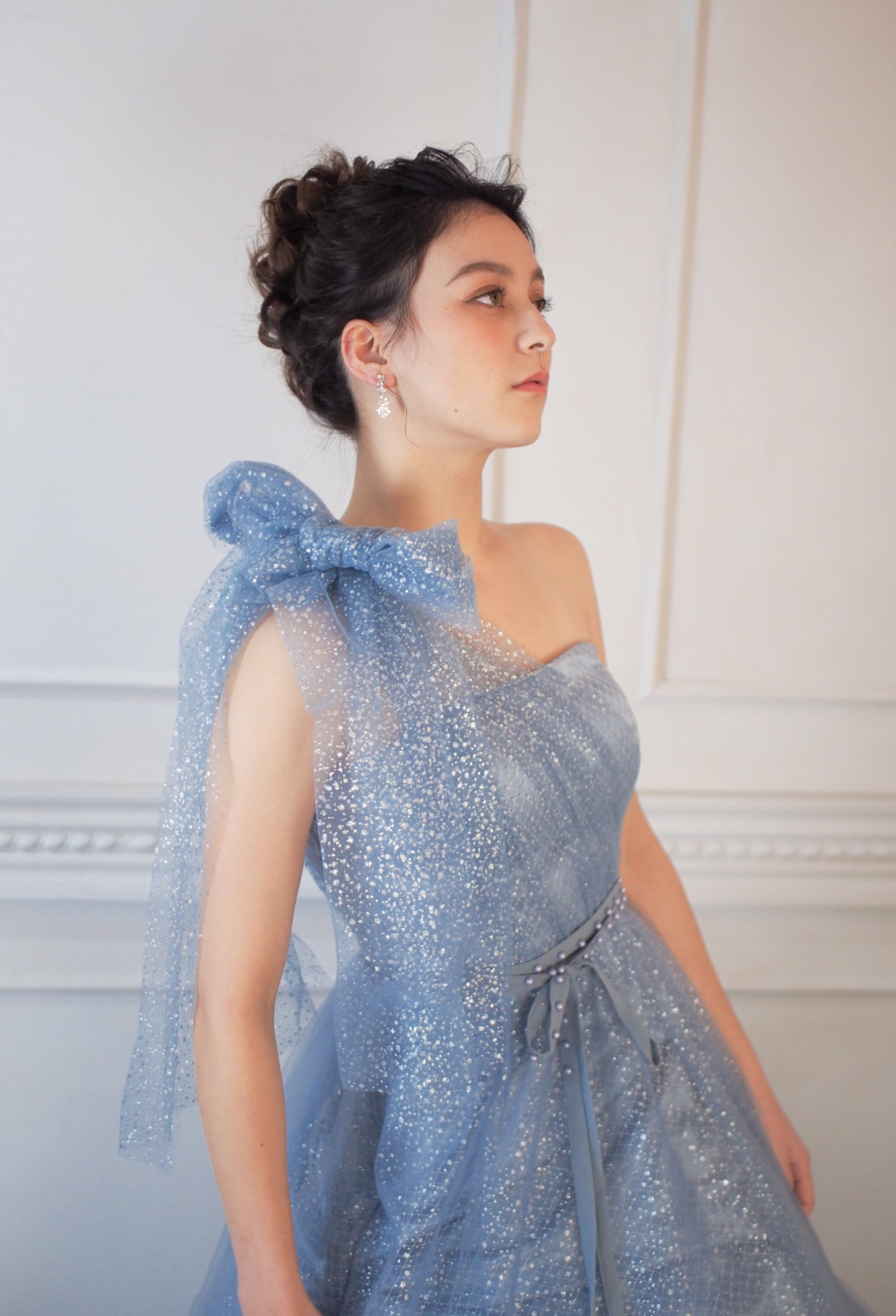 【MAC DUGGAL】関税込★ワンショルドレスワンピ インディゴブルーワンショルダードレス | PACHELBEL