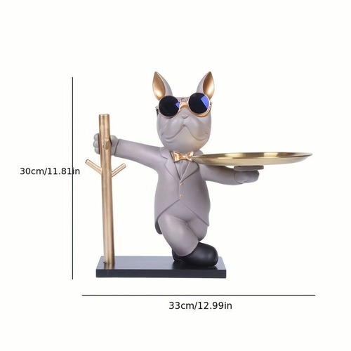 ブルドッグアート＜ブラック＞小物入れ 置物 パレット樹脂収納彫刻